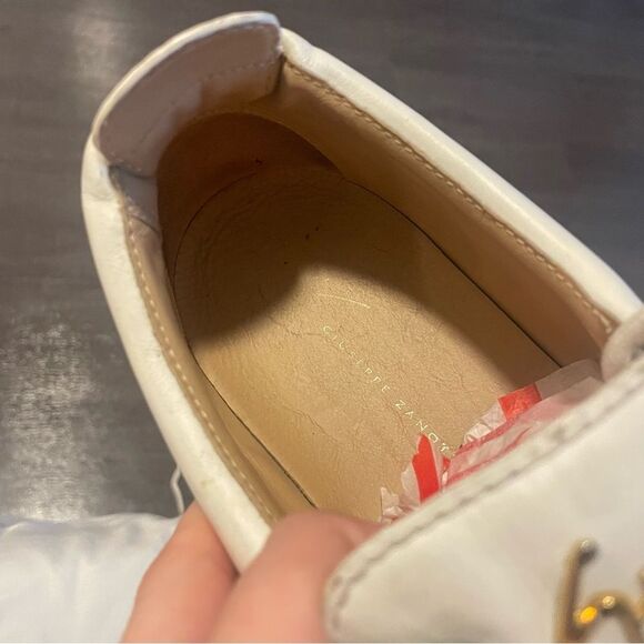 GIUSEPPE ZANOTTI White Gold Zipper Leather Lace Up Sneakers Mens sz. 43 - Picture 7 of 12